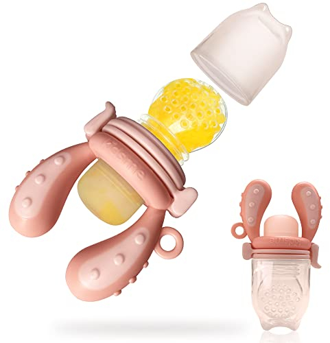 KIDSME Fruchtsauger Baby ab 6-24 Monate/Kleinkind, Silikon Schnuller/Beißring für Obst Gemüse Brei, Babynahrung Feeder mit doppelte Kapazität-BPA frei, Lila, L, kidsme_160506PL