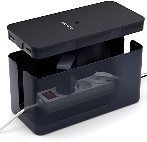 ACROPAQ Kabelbox Groß (23,5 x 12 x 11,5 cm), Wasserdicht, Verheddert Sich Nicht, Kabelmanagement, Schwarz/Groß, ACM003