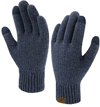 Bequemer Laden Winter Warm Damen Touchscreen Handschuhe Thermo Winterhandschuhe Strickhandschuhe mit Winddicht Manschette Frauen Geschenk, Marineblau