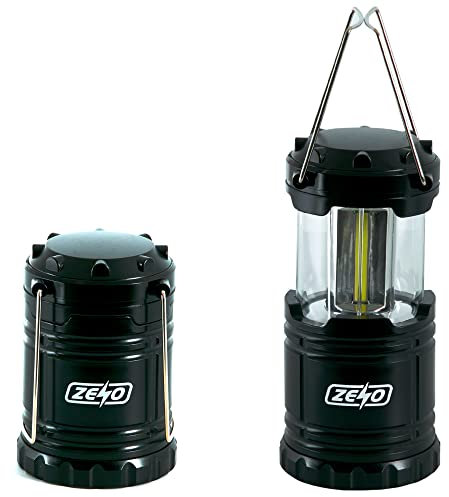 ZENO Camping Lantern Light | LED Collapsible Emergency Light | Battery Powered Lantern Light for Camping Home Emergency Hiking | Extendable Portable Light | Black