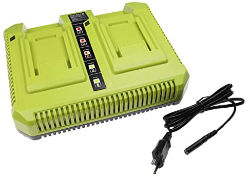 vhbw Dual-Ladegerät kompatibel mit Ryobi 40V 14 IN Brushless Chain Saw, 40V 20 IN Brushless Werkzeug/Rasenmäher Li-Ion-Akkus