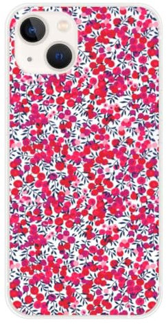 1001coques Coque de Téléphone Compatible pour Apple iPhone 13, Design Liberty Wiltshire Rouge, Imprimée en France, Étui Souple en Silicone, Housse de Protection.