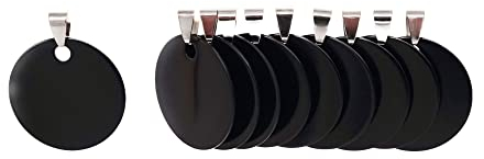 NanTun Runde Aluminium leere Hundeanhänger, DIY gravierte Katze Hund ID Tags, personalisierte Haustier Identität Namensschilder, leere Hundeanhänger DIY Schnitzen, Durchmesser 3cm schwarz 12 Stück