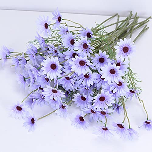 OUKEYI Lot de 12 fleurs artificielles en soie résistantes aux UV avec tiges, arbustes pour la maison, le jardin pour la décoration (violet)