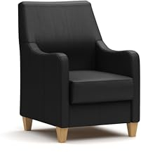 CAVADORE Leder-Sessel Palera / Landhaus-Sessel mit Federkern + massiven Holzfüßen / 70 x 93 x 75 / Leder Schwarz