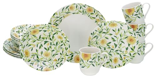 CreaTable, 16758, Serie Amarilla, 16-teiliges Geschirrset, Kombiservice aus Steingut