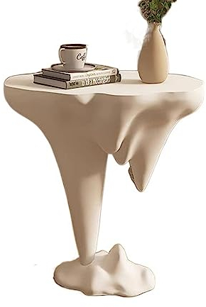 MOOWI Kaffee-Endtisch 21 runder Beistelltisch, weißer Beistelltisch for Wohnzimmer, Nachttisch, moderner Couchtisch, runder Akzenttisch for kleine Räume, Nachttisch-Wohndekoration Beistelltisch