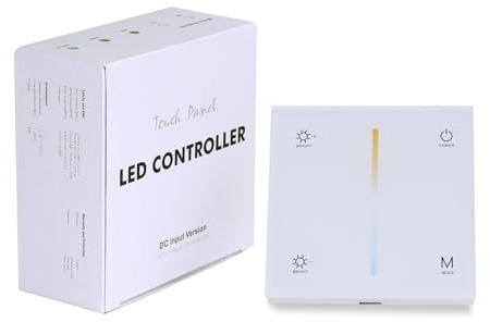 JOYLIT CCT LED Controller 12-48V 5A/CH 2 Kanal, 2.4GHz RF Kabelloser Want Touch Panel LED Controller für 2700-6500K CCT LED Streifen Farbwechsel und Dimmen (86 * 86 * 33MM)