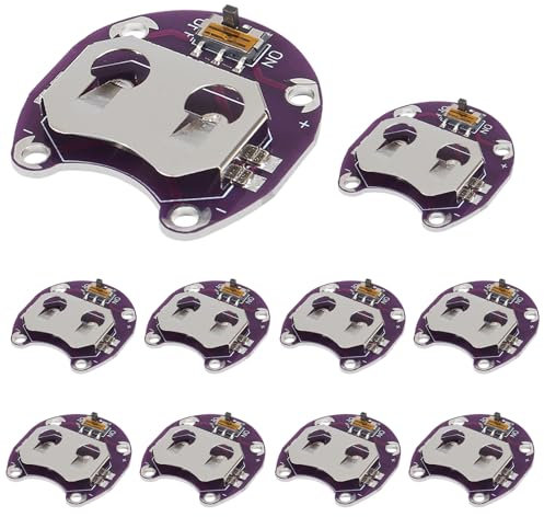AEDIKO 10pcs Lilypad Coin Cell Battery Holder CR2032 Battery Mount Module Lily Pad Battery Holder Case Module Small Slide Switch Board