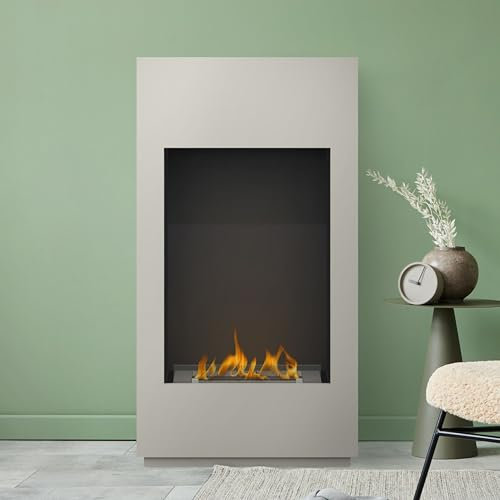 Noble Flame Santiago - Bio-Ethanol Kamin Kaminofen - Wand- / Standmontage - Sicherheitsbrennkammer - MDF, seidenmatt lackiert - quarzgrau