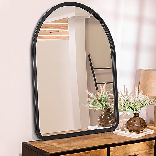 HLFMVWE Miroirs Noirs en Forme d'arche pour Le Mur Encadré en Bois Vintage Rustique Farmhouse Vanity Mirror Decor Bathroom Bedroom Entryway Hallway Living Room New Home