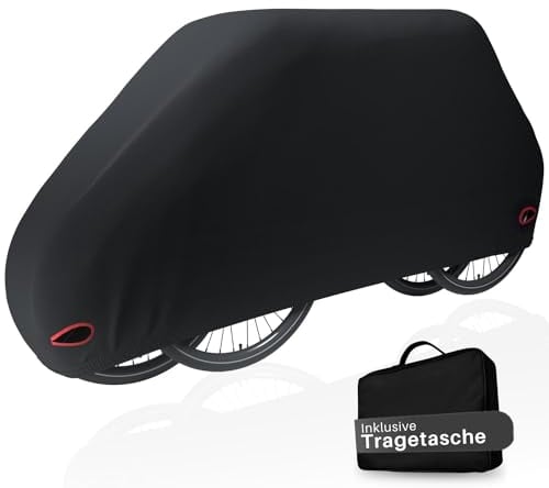 HiLo sports stationäre wasserdichte Fahrradabdeckung - [Nicht für Heckträger Transport] - Für 2 Fahrräder - Fahrradhülle schwere Version - Reißfeste E-Bike und Fahrradplane - Fahrradgarage