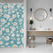 ASDCXZ Rideau de douche à fleurs, 120 x 200 cm, printemps, été, blanc, jaune, marguerite, fleurs bleues, lavable, étroit, en polyester, textile, imperméable, pour baignoire, avec 8 crochets