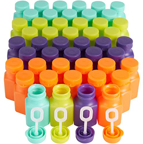 THE TWIDDLERS - 96 Mini Party Bubble Solution Bottles with Wands, Bubbles for Kids Party Favours and Goody Bag Fillers, Birthdays, Weddings - 17ml