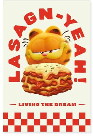 Spreadshirt Garfield Lasagn-Yeah Witziges Design Poster 60x90 cm, One size, Weiß