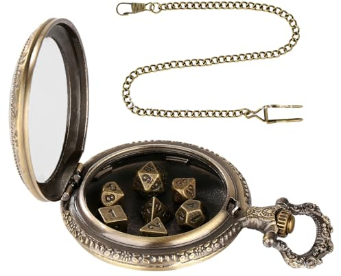 LEJIAJU Schlüsselanhänger, tragbares Taschenuhr-Set, Schlüsselanhänger, polyedrische Würfel, Etui, Taschenuhr-Etui, Schlüsselanhänger für Gamer