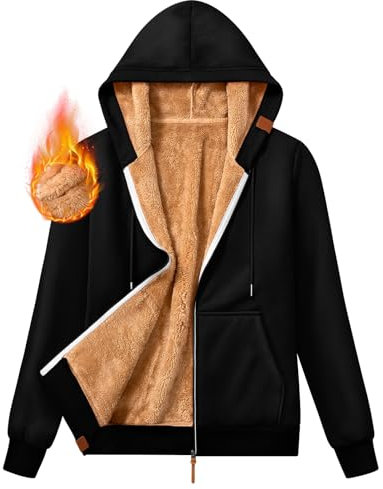 Xnova Felpa Donna con Cappuccio Manica Lunga Invernale Confortevole, Calda Cappotto Hoodie in Pile con Tasche Tuta Felpata Personalizzata Giacca Sweatshirt Felpe con zip Pullover (Nero, M)