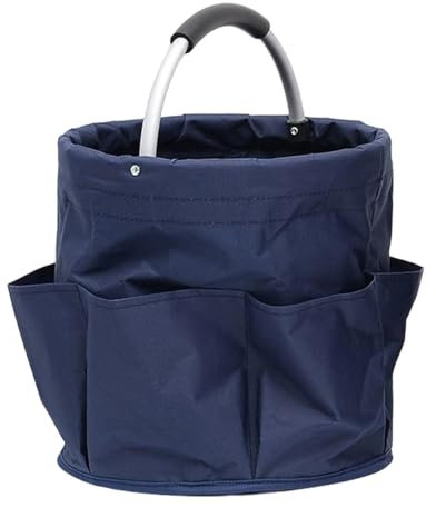28x28x28cm Sac De Rangement Pliable, Sac Fourre-Tout À Outil, Sac Fourre-tout De Jardinage, Panier Cylindrique Avec 6 Poches Latérales, Seau De Rangement Portable Pour Les Produits Nettoyage Voyage