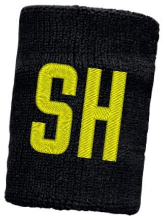 Schweissband Text Initialen Motiv Design Monogramm Schweißband mit Stickerei Sweatband Bestickt & Absorbierendes Wristband Frottee | Sport-Training-Armbad-Schweiß-Gelenk (Initialen)