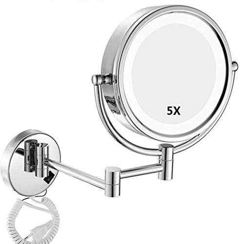 WLCBWYF Miroir de courtoisie, Miroir de Maquillage, Miroir de courtoisie, éclairage LED pour Salle de Bain, Mural, grossissement Double Face, Miroir cosmétique Extensible Rotatif