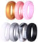 Oidea Womens Silicone Wedding Rings: 7 Colors 6mm Width Stackble Rubber Engagement Ring Wedding Bands Jewelry Sets Valentine's Day Gift, Size 6