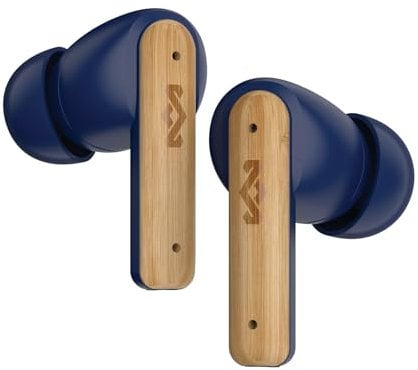 House of Marley Little Bird True Wireless Bluetooth Earbuds - IPX4 Ear Buds with Built-in Microphone, 24 Hr Playtime In Ear Headphones, USB-C Quick Charge Earphones Case, Sustainable Materials, Blue