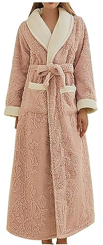 AEGJEGVD Robe de Chambre Femme Polaire Longue Peignoir de Bain Femmes Polaire Longue Velours Peignoir Polaire Femmes Hiver Chaud Manteau d'intérieur Robe Homewear Peignoir Chaud et Doux Cadeau Noel