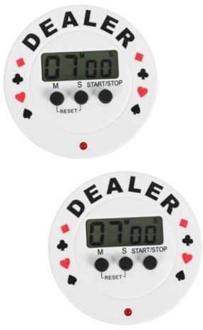 QUMIIRITY 2st Poker-Timer Gefälligkeiten Für Den Pokerabend Countdown-kochtimer Poker-Dealer-Button Mit Timer Pokerspiel-Timer Pokeruhr Countdown-stoppuhr-Timer Elektronisches Bauteil Weiß