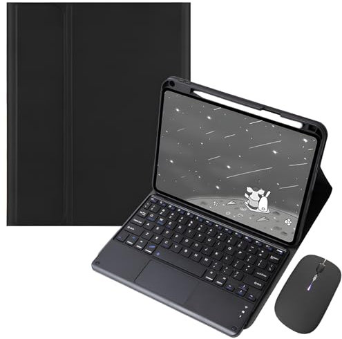 Custodia con Tastiera per Huawei Matepad SE 11 2024 con Portapenne, Tastiera Rimovibile, Tastiera Ricaricabile, Tablet Mouse,Nero
