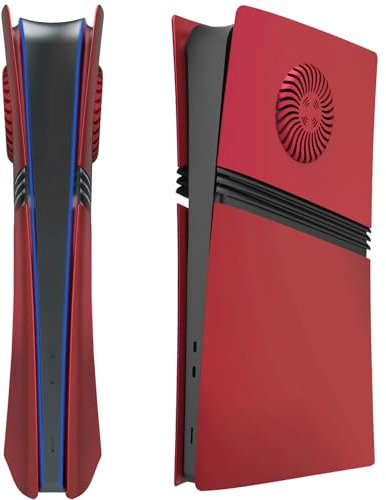 Convient pour La Version De Lecteur Numérique Et Optique pour PS5 Pro Console Boîtier De Version Ventilé pour Coque De Protection De Couleur Rouge De Remplacement pour PS5 Pro (Digital Version)