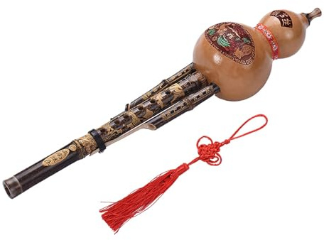 Ejoyous Flauta Hulusi Hecha a Mano en C, Fácil de Tocar, Tubo de Sonido de bambú Negro Puro, con Estuche para Principiantes, Regalos
