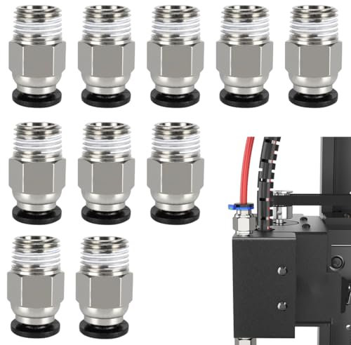 SGERUFZ 10 Pièces PC4-M10 Connecteur Pneumatique, Raccord Pneumatique, Connecteur PC4 M10 Droit, Connecteur Rapide pour Imprimante 3D (PC4-M10)