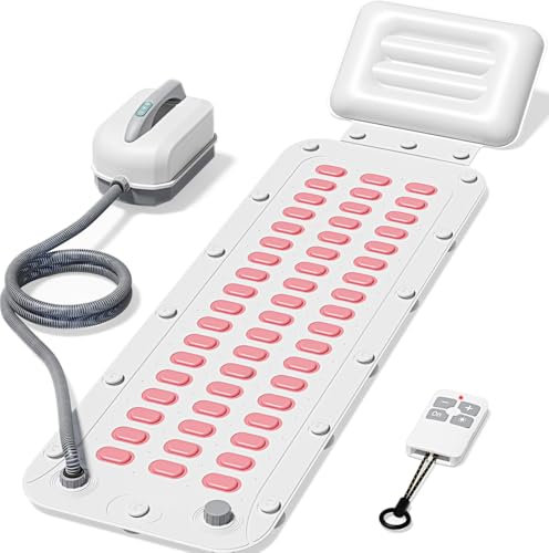 Portable Spa Bubble Bath Massager,Full Body Waterproof Spa Mat for Bathtub, 6-Speed Bubbles, Remote Control & Non-Slip Suction Cups for Home Relaxation(Pink)
