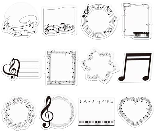 Feivando 240 Sheets/12 Pads Music Themed Sticky Notes Self-Adhesive Musical Writting Notepads Music Note Post Its Message Reminder for Classroom Award Teacher Appreciation School Office Supplies