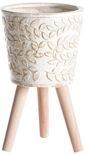 Beliani Maceta de Interior Exterior Efecto Envejecido Estilo Vintage Blanco Crema Aliartos