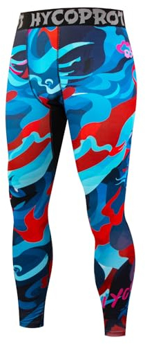 HYCOPROT Men's Compression Trousers Tights Athletic Cool Dry Leggings Breathable Lightweight Training Pants Performance Workout Personalised Designs Base Layer Pants for Basketball Running Sports Yoga
