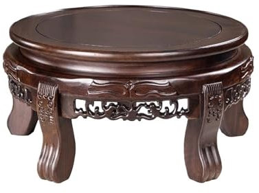 Planter Display Stand Ebony Relief Sculpture Display Stool, Vase Teapot Bonsai Base Bracket Plant Stand(Large)