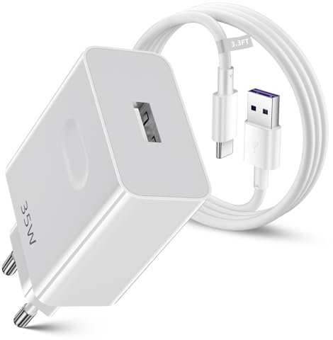 Caricabatterie USB SuperCharge 35W con cavo USB C 1m per HONOR 400 Lite 5G Pad X9a X6c X6b X7b Magic6 Lite 200 Smart, 22.5w USB Type c Cable Portable Adapter per HONOR X8a X7a X6a Pad 8 Mate 20 10 P30