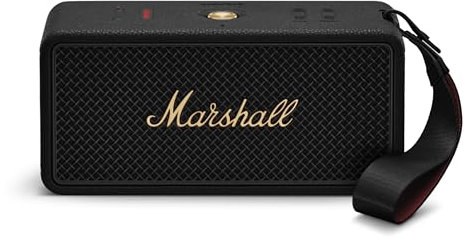 Marshall Middleton II Altavoz Bluetooth portátil con más de 30 Horas de reproducción y Resistencia al Agua IP67 - Negro y latón