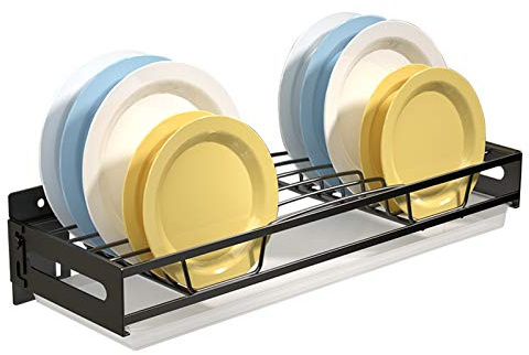 BgnEhRfL Séchoir à vaisselle, Égouttoir à vaisselle mural noir, support de rangement multifonction, gain de place, cadre for soucoupe(Saucer Frame,43 * 15Cm)