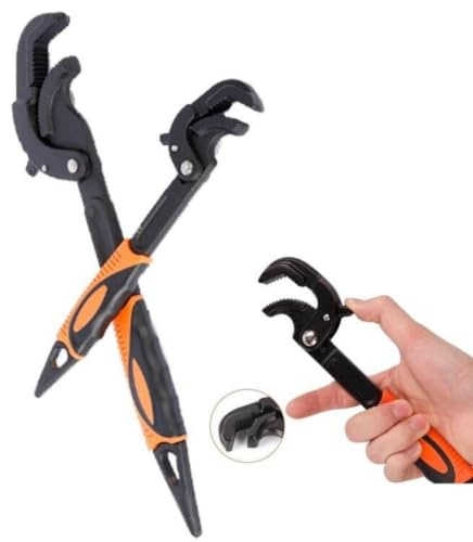 2Pcs Multi-Function Universal Wrench Set, Self Adjusting Pipe Spanner | Quick Power Grip Pipe Wrench for Auto Repair and Home Maintenance