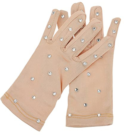 Guanti Elastici da Pattinaggio Artistico con Decorazioni Brillanti, 1 Paio | Fibra Elastica Traspirante, Finitura Lucida, per Uso Quotidiano e Figure Skating con Cristalli Trasparenti