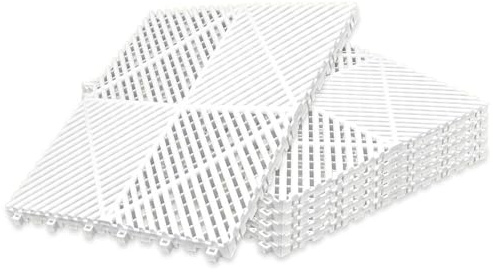Klicktec Werkstatt-Boden, 6er Set 40x40cm, performance Klick-Fliesen – Garagen-Bodenbelag/Floor (Weiß)