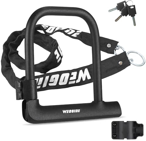 Bike U Lock with 4ft Security Chain 14mm Shackle, Bike Lock with 3 Keys and Mounting Bracket, Bicycle U-Locks Perfect for Road, Mountain, and Electric Bikes,Bicycle Lock