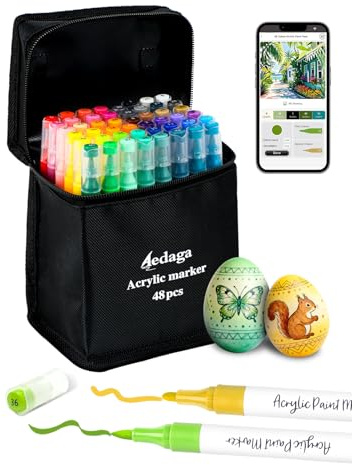 ‌48 Farben Nummerierte Acrylstifte Set mit App, Acrylic Marker Doppelspitze