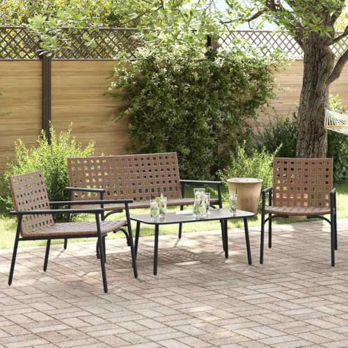 QJBSAVVA Gartenmöbel Set 4-TLG Braun Poly-Rattan Essgruppe 93,5x45x38,5 cm Modernes Design Robust für Balkon Terrasse Garten