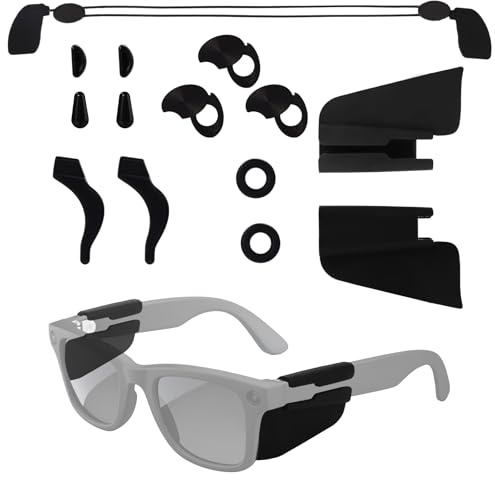 Sinbana Smart Glasses Zubehör für Ray-Ban Meta Wayfarer/Headliner/Skyler, Inklusive Nasenpads, Lampenabdeckungen, Ohrbügel, Seitenschutz und Brillenband für Sicheren und Bequemen Sitz
