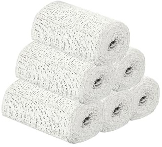 ASSISTICA Gipsbinden zum Basteln • 6er Set Gipsbinde inkl. E-Book und Schleifpapier • Schnelltrocknender 10 x 300 cm Gipsverband • Ideal für DIY wie Babybauch Abdruck während der Schwangerschaft