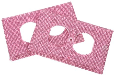 Anneome Glitzernde Strass Steckdosenabdeckung Rosa 2 Stück Dekorative Wandplatte aus Bruchfestem Material Abdeckung für Lichtschalter Einfache Montage für Wohnzimmer und Büro