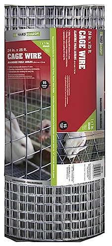 YARDGARD 1 in. Mesh Welded Wire Fence Roll, 24 in. x 25 ft., 16 Gauge Galvanized Steel Wire Fence for Rabbit Fence, Cage Wire, Chicken Wire Alternative, Garden Fence and Small Animal Enclosures